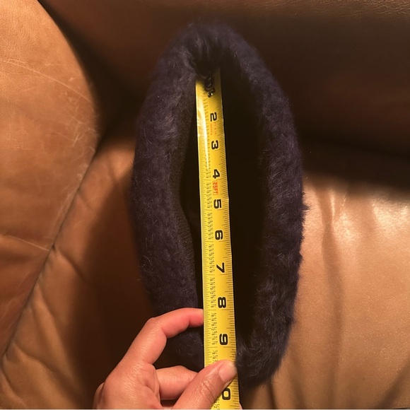 Blue angora luxe hat cap winter cozy fur vintage fuzzy style ski bunny mohair - Picture 8 of 8